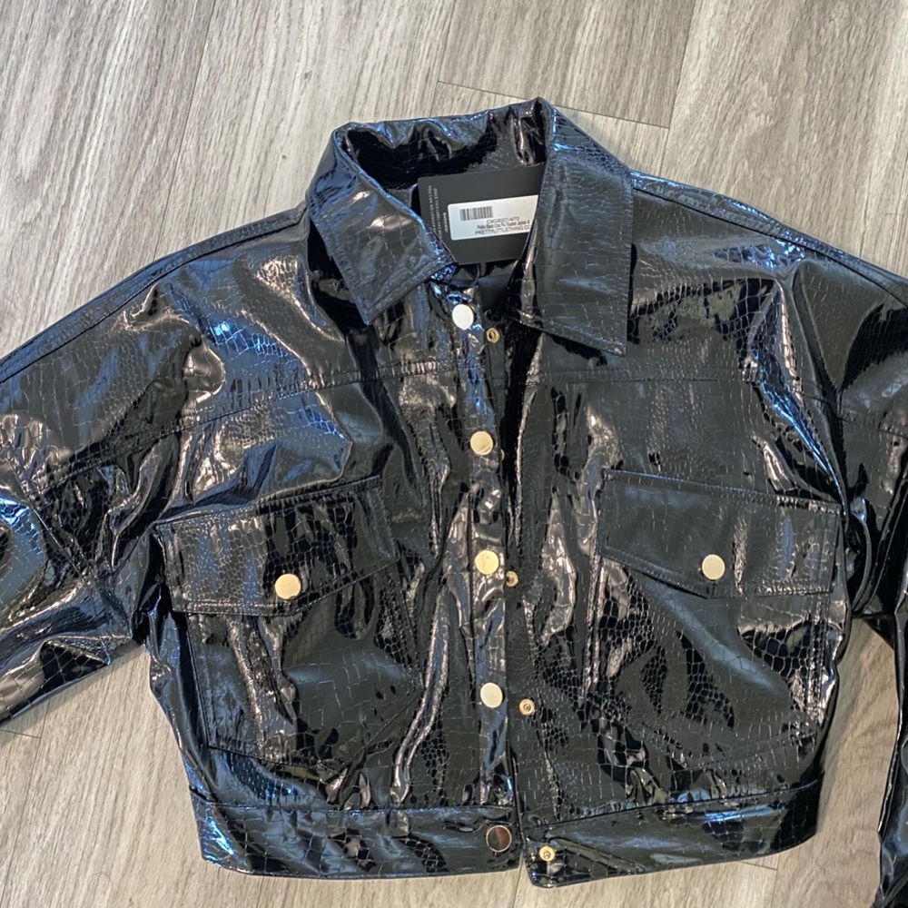 Faux croc  jacket with gold buttons
